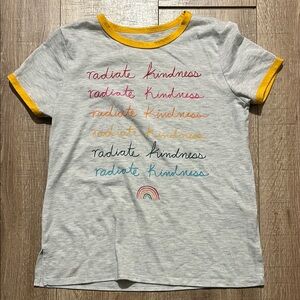 Girl’s Mudd Gray Tee with Multicolor 'Radiate Kindness' Print Text Size 12 L